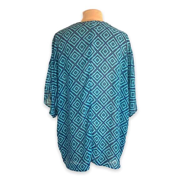 Maurices Kimono Lightweight Blue Abstract Print Plus Size 1X - Picture 3 of 6
